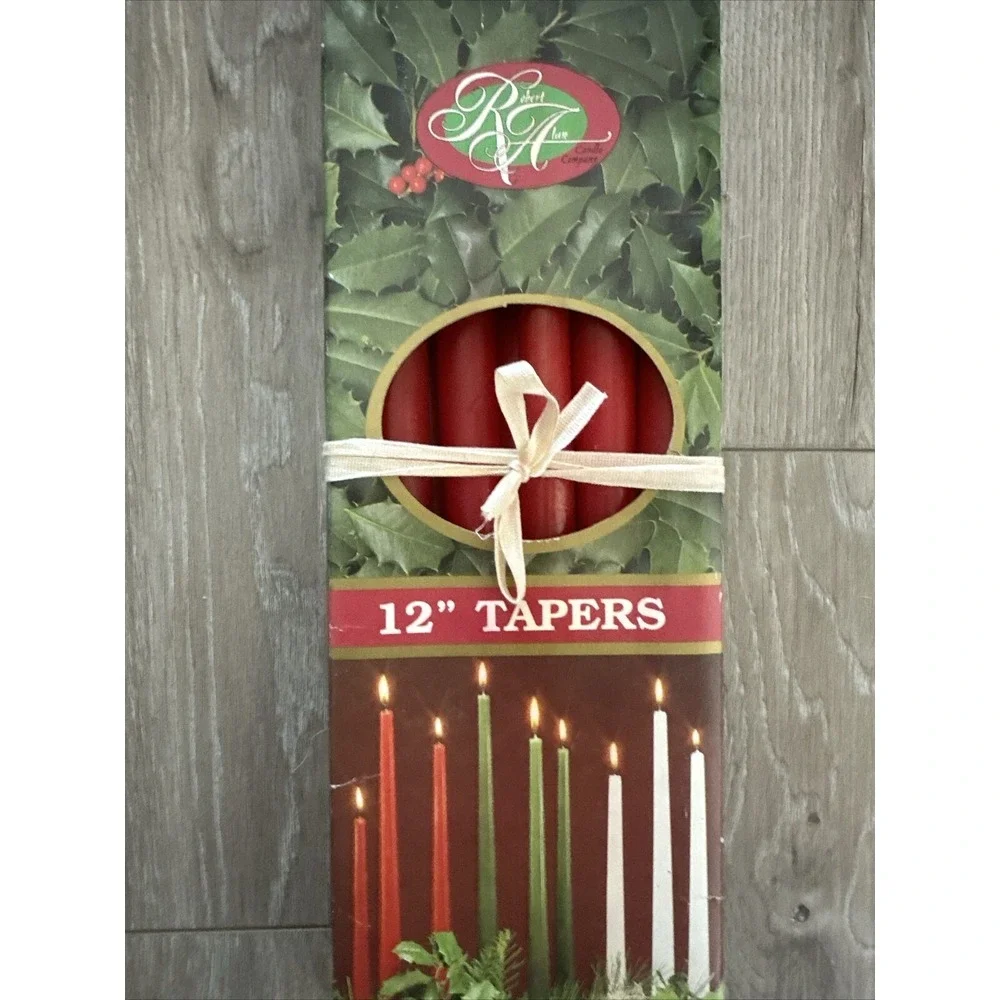 Vintage Robert Alan Christmas Taper Candles Red 12